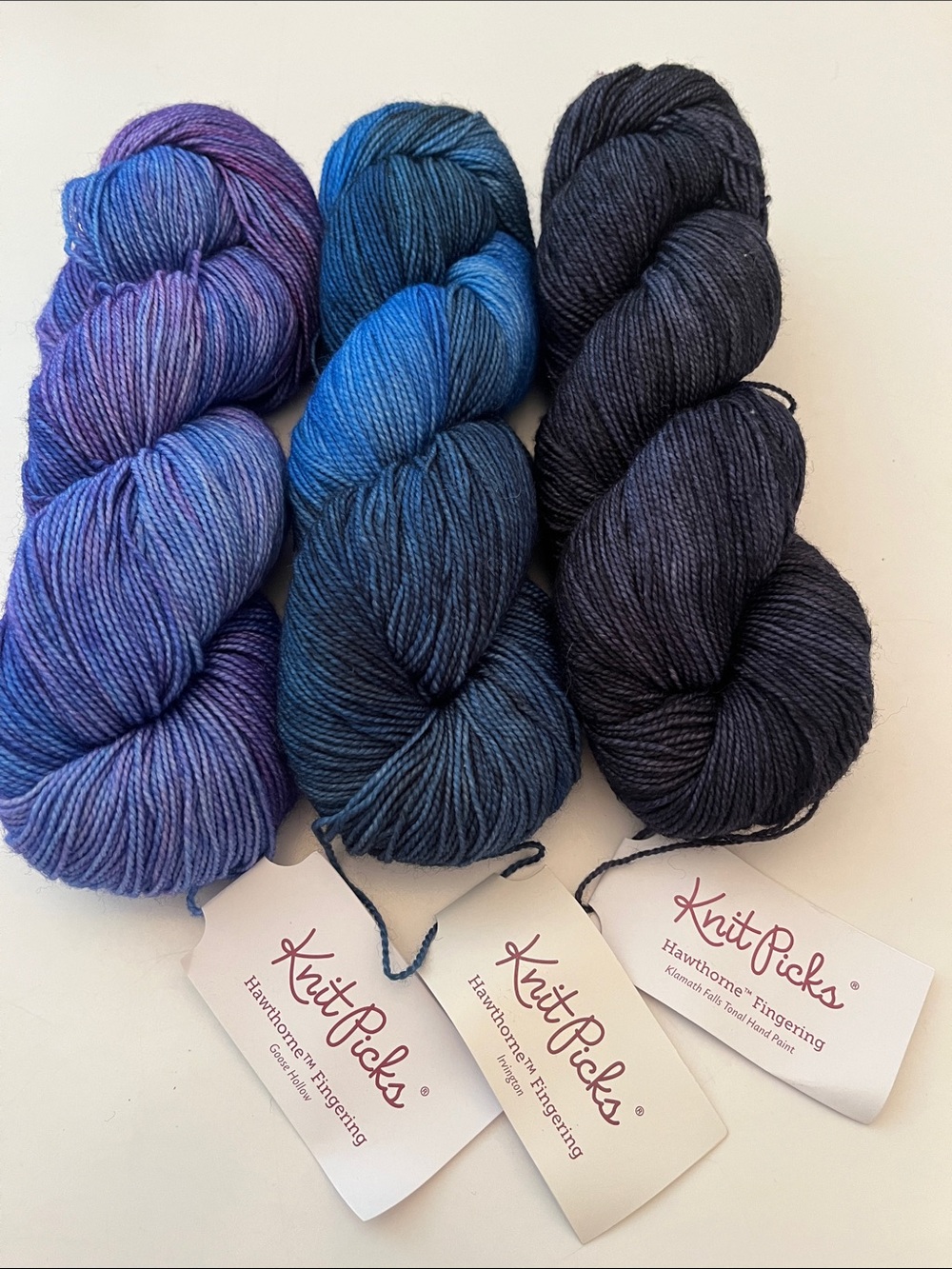 Knit Picks Hawthorne Yarn Lot of 3, Superwash Fine Highland Wool, 1 weight